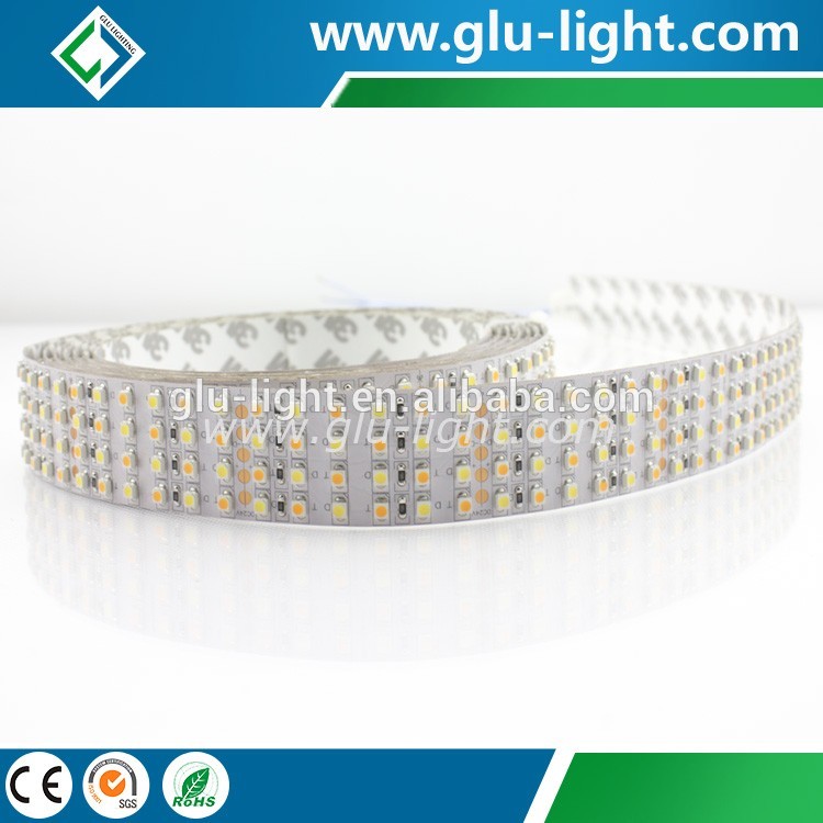China shenzhen manufacturer 4 row 24V 3528 480leds/m CCT dimmable led strip with CE/RoHS Dual color W+WW bi color 3528 led strip, CCT 480led/m 4 row 3528 led strip