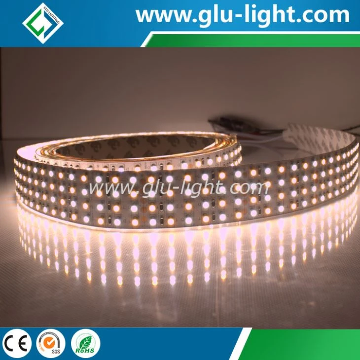 China shenzhen high brightness 24V 4OZ PCB 3528 480leds/m CCT flex led strip